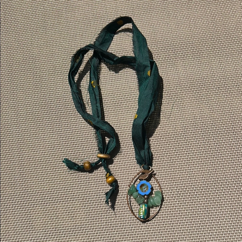 Wire Wrapped Copper Bird on a Bloom Necklace